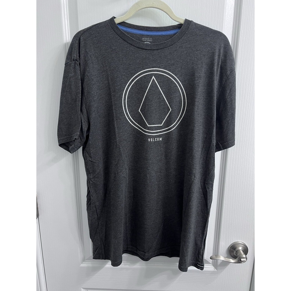 Volcom Mens Modern Fit Graphic T-Shirt Charcoal Heather Grey Logo XL Stone Tee
